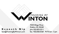Framing By Winton Company Business Card